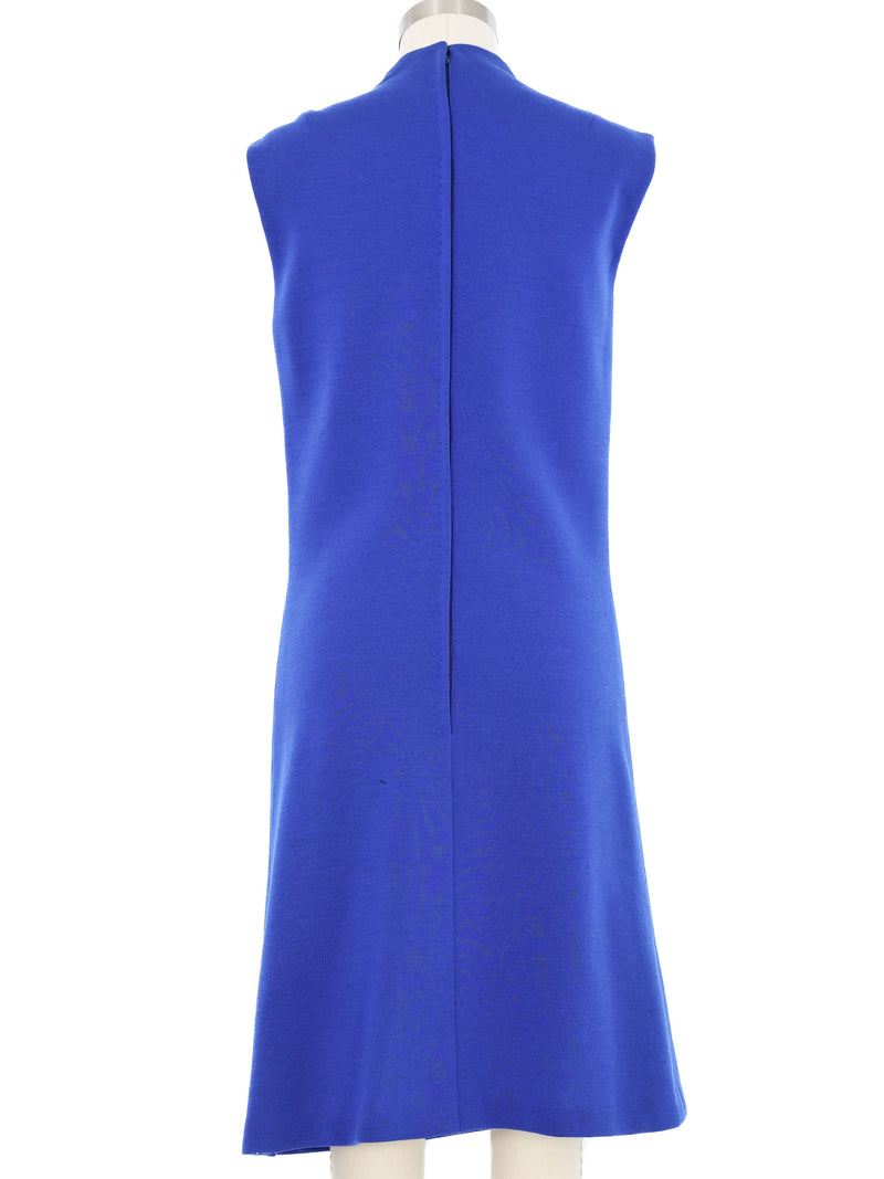Mr. Blackwell Mod Blue Knit Embellished Dot Applique Dress Dress arcadeshops.com