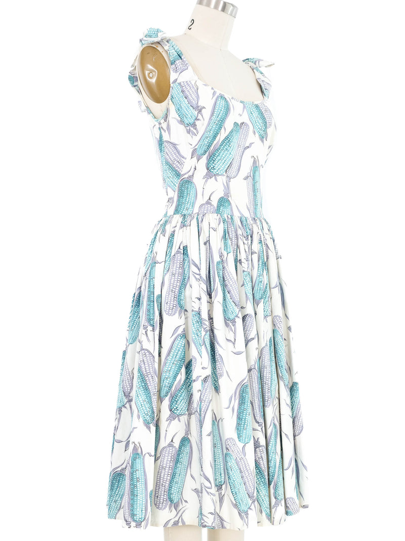 1950s Peck & Peck Blue Corn Print Dress Dress arcadeshops.com