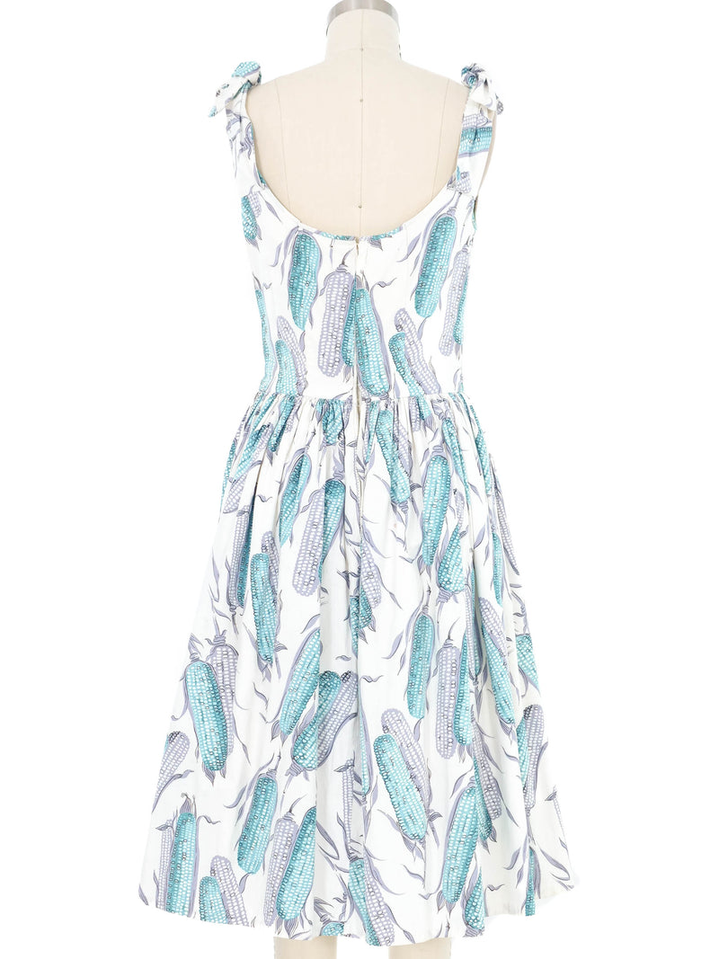1950s Peck & Peck Blue Corn Print Dress Dress arcadeshops.com