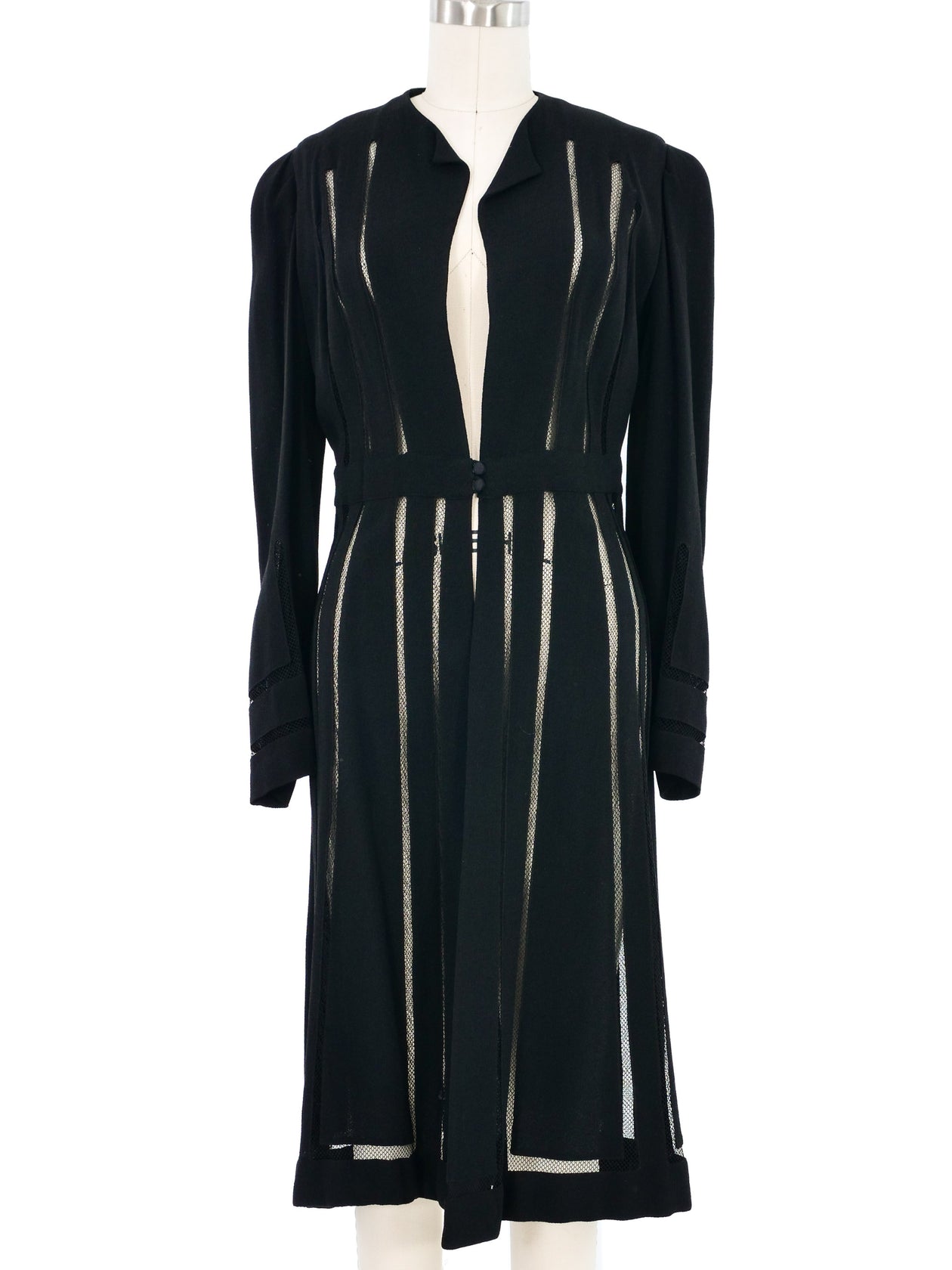 1930s Crepe Mesh Cutout Coat Dress