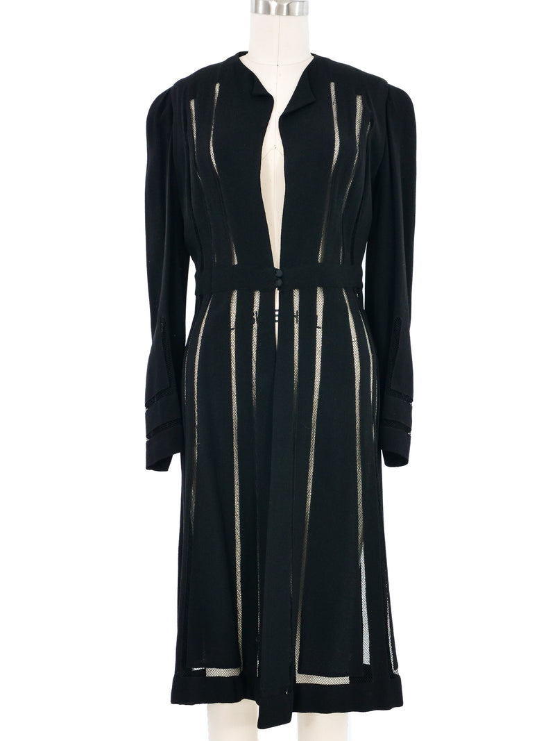 1930s Crepe Mesh Cutout Coat Dress Jacket arcadeshops.com