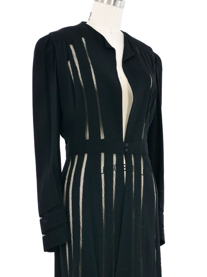 1930s Crepe Mesh Cutout Coat Dress Jacket arcadeshops.com