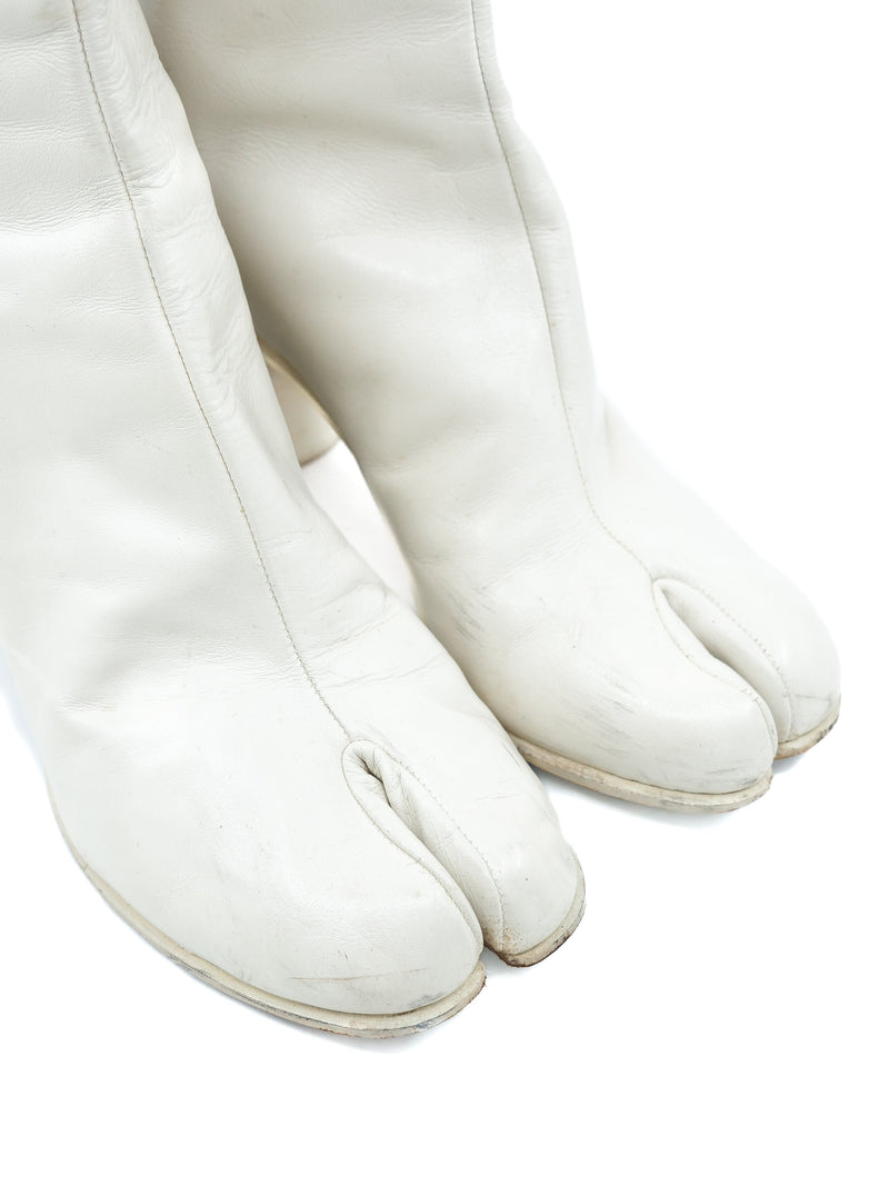 1990s Maison Martin Margiela White Leather Tabi Boots, 40 Accessory arcadeshops.com