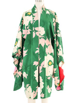 Pink and Green Floral Print Short Kimono Jacket arcadeshops.com