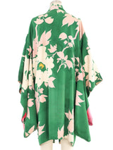 Pink and Green Floral Print Short Kimono Jacket arcadeshops.com