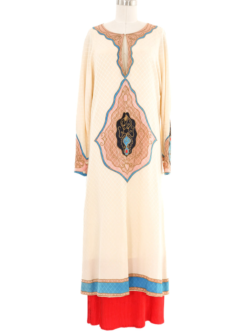 Emanuel Ungaro Hand Painted Satin Caftan Dress arcadeshops.com