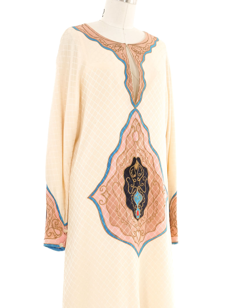 Emanuel Ungaro Hand Painted Satin Caftan Dress arcadeshops.com