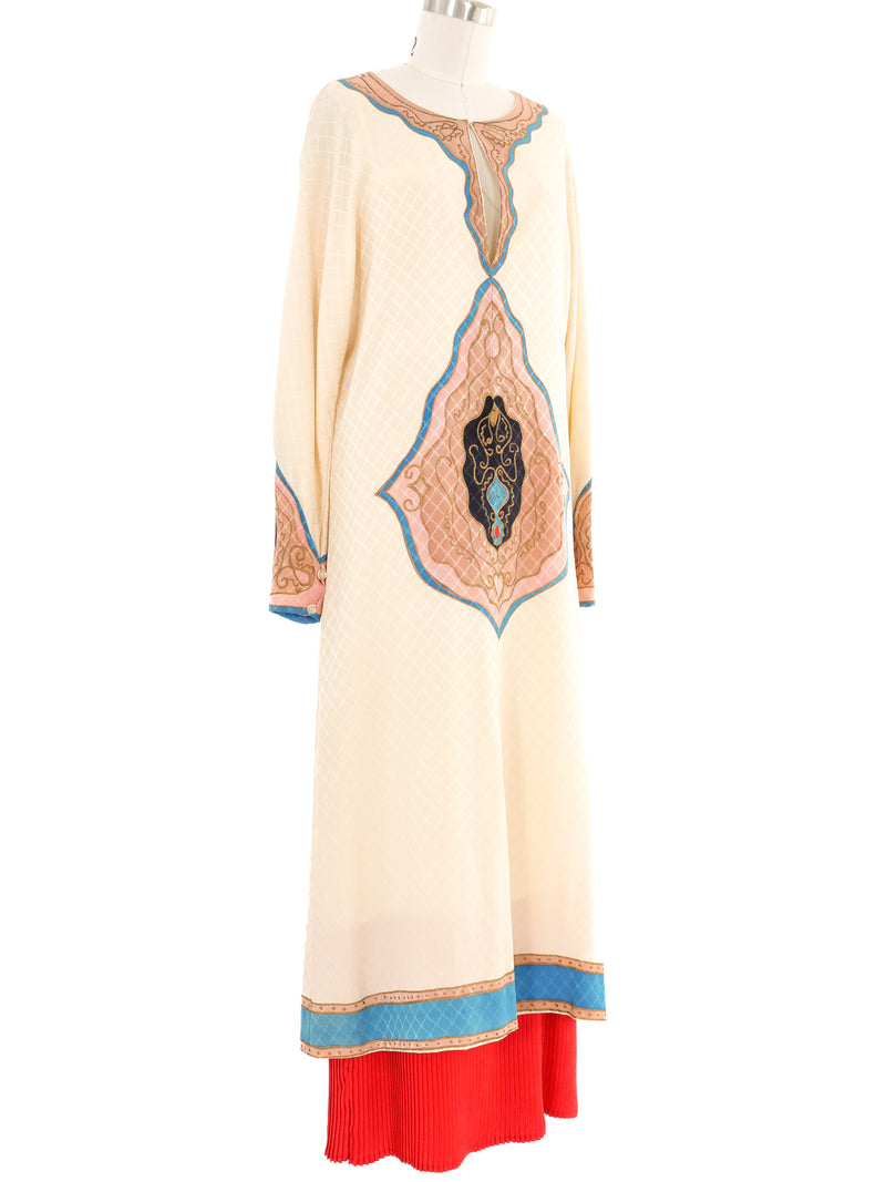 Emanuel Ungaro Hand Painted Satin Caftan Dress arcadeshops.com