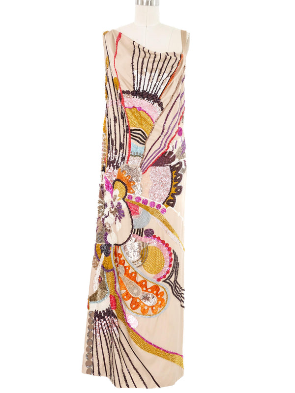 Missoni Embellished Silk Cowl Neck Gown