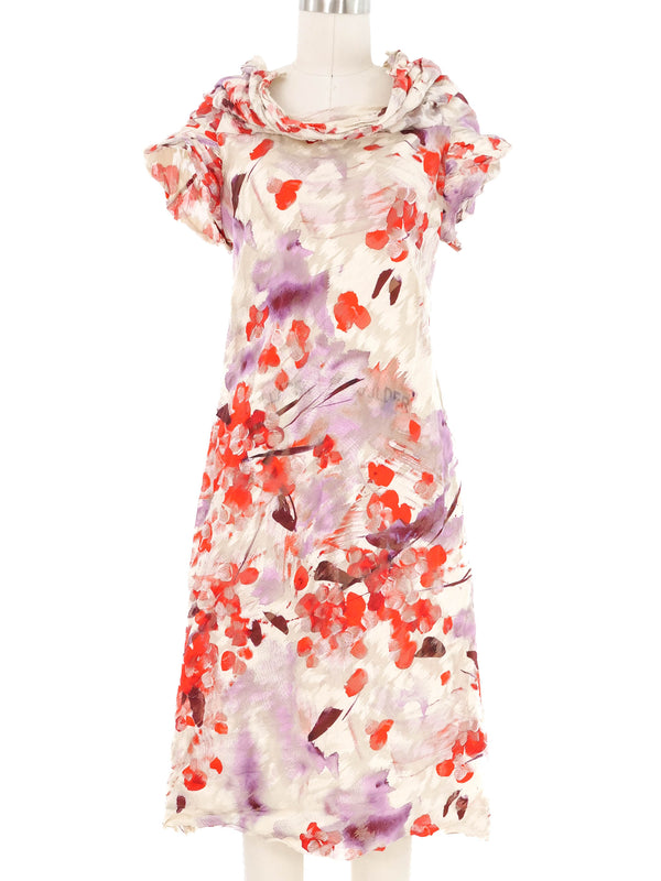 2012 Yeohlee Floral Burnout Cowl Neck Dress