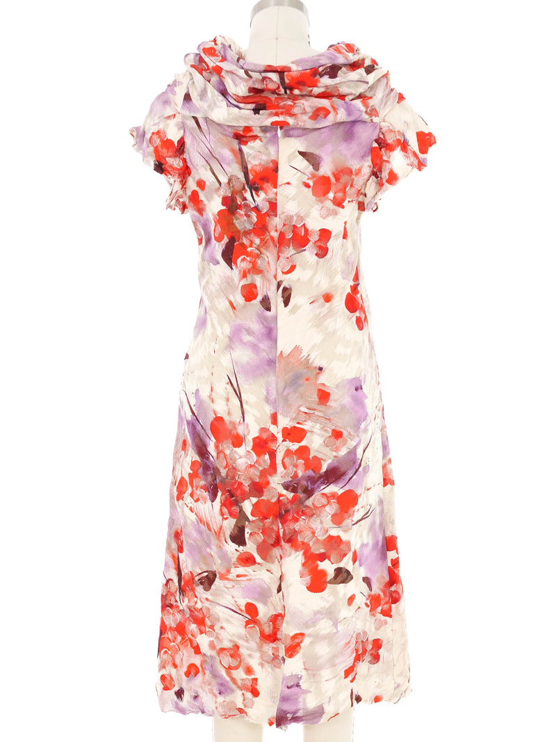2012 Yeohlee Floral Burnout Cowl Neck Dress