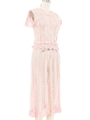 Peach Crochet Button Front Dress Small Peach Crochet Button Front Dress Small