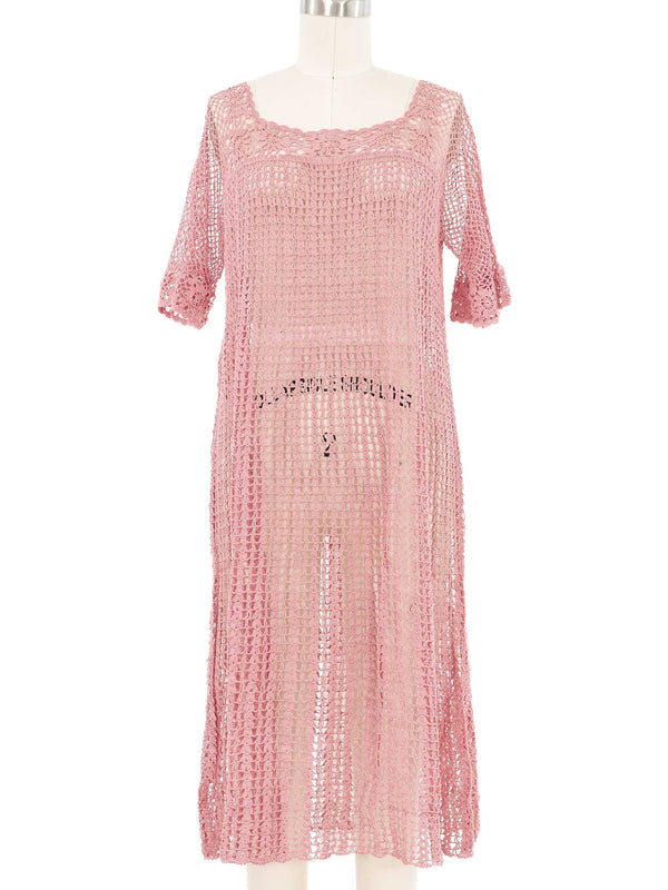 Dusty Rose Crochet Babydoll Dress