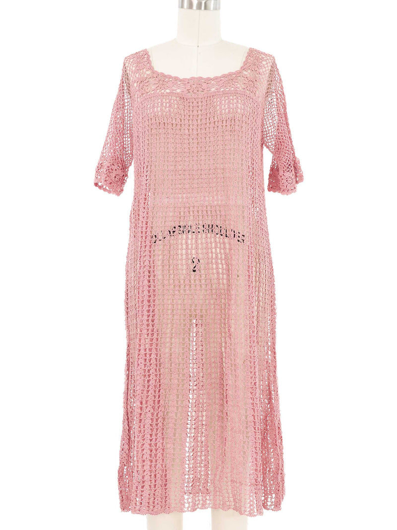 Dusty Rose Crochet Babydoll Dress Dress arcadeshops.com