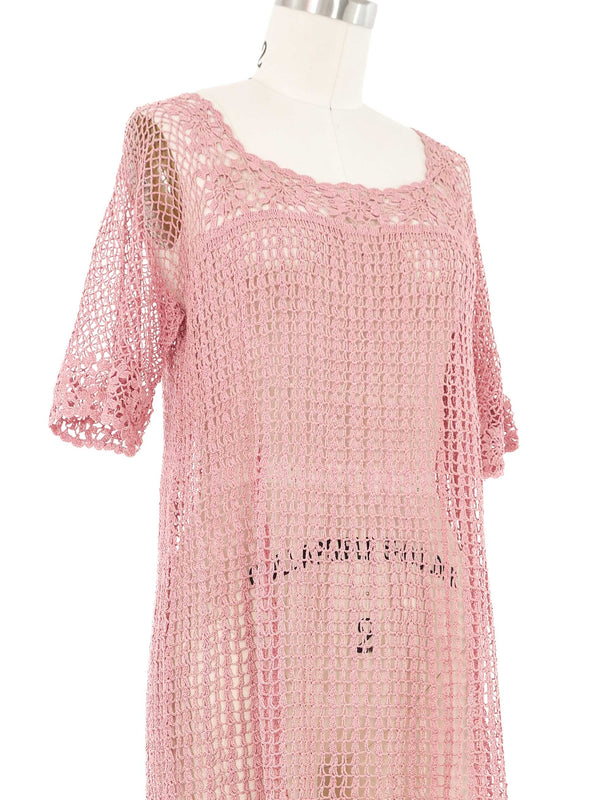 Dusty Rose Crochet Babydoll Dress