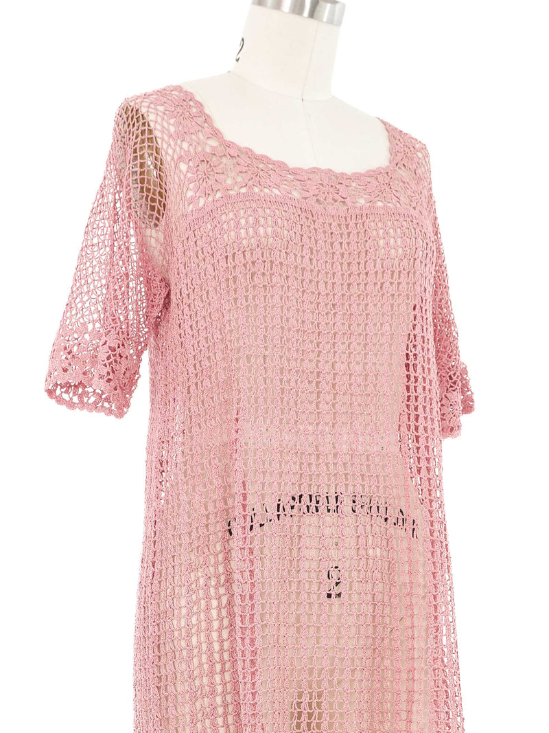 Dusty Rose Crochet Babydoll Dress Dress arcadeshops.com
