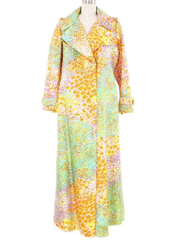 1970s Pastel Pointillism Maxi Coat
