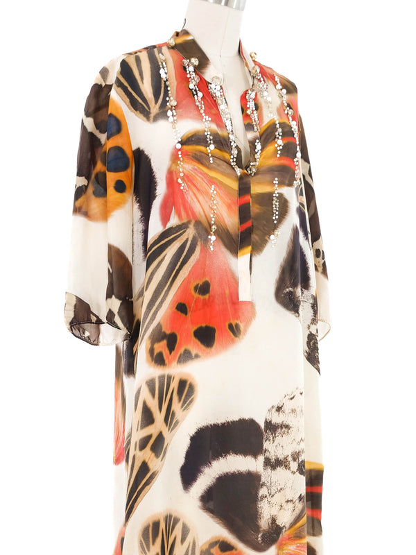 Blumarine Embellished Butterfly Print Caftan
