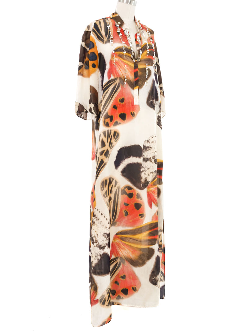 Blumarine Embellished Butterfly Print Caftan Dress arcadeshops.com