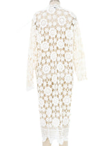 White Floral Crochet Maxi Cardigan Jacket arcadeshops.com