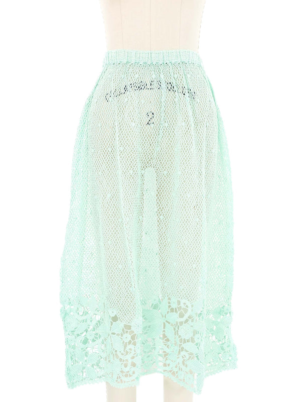 Mint Crochet Floral Trimmed Skirt