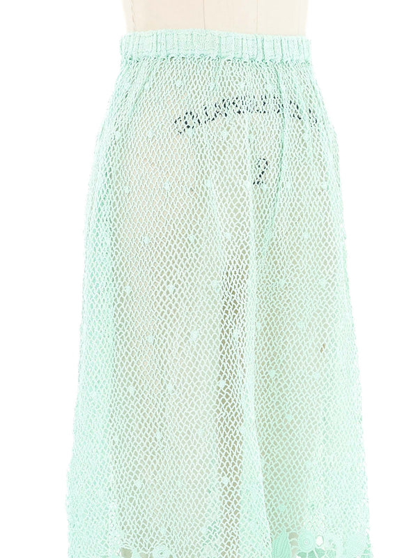 Mint Crochet Floral Trimmed Skirt