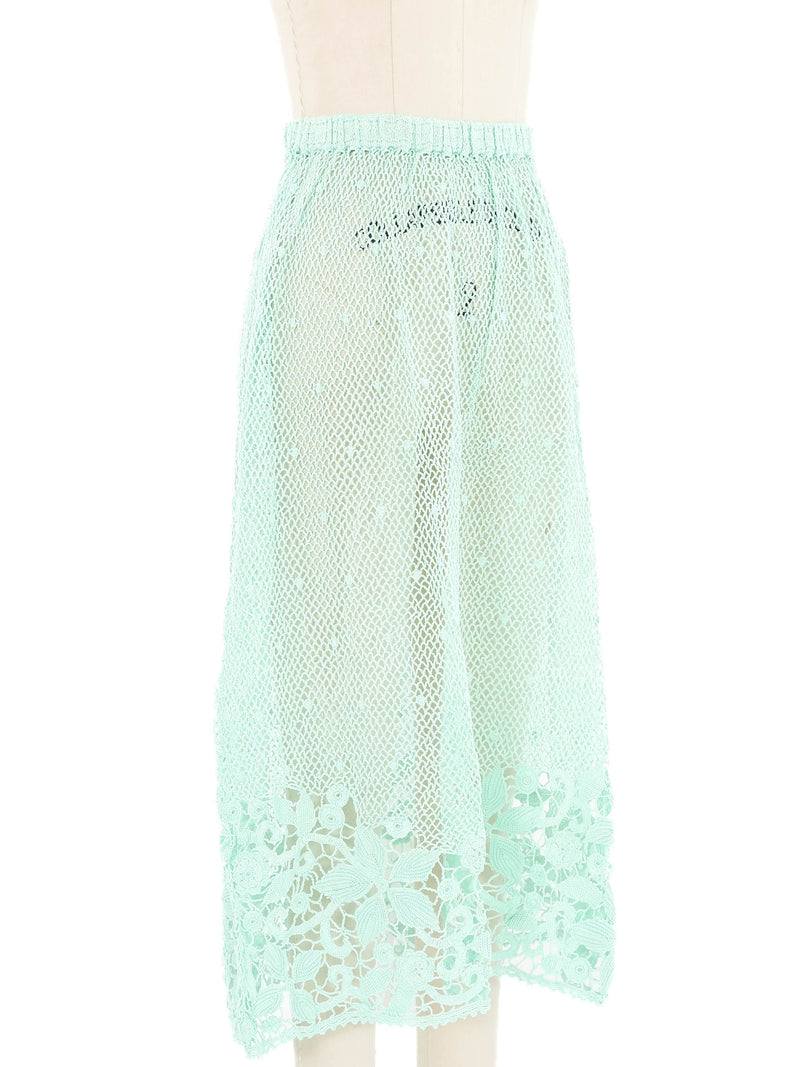 Mint Crochet Floral Trimmed Skirt Bottom arcadeshops.com