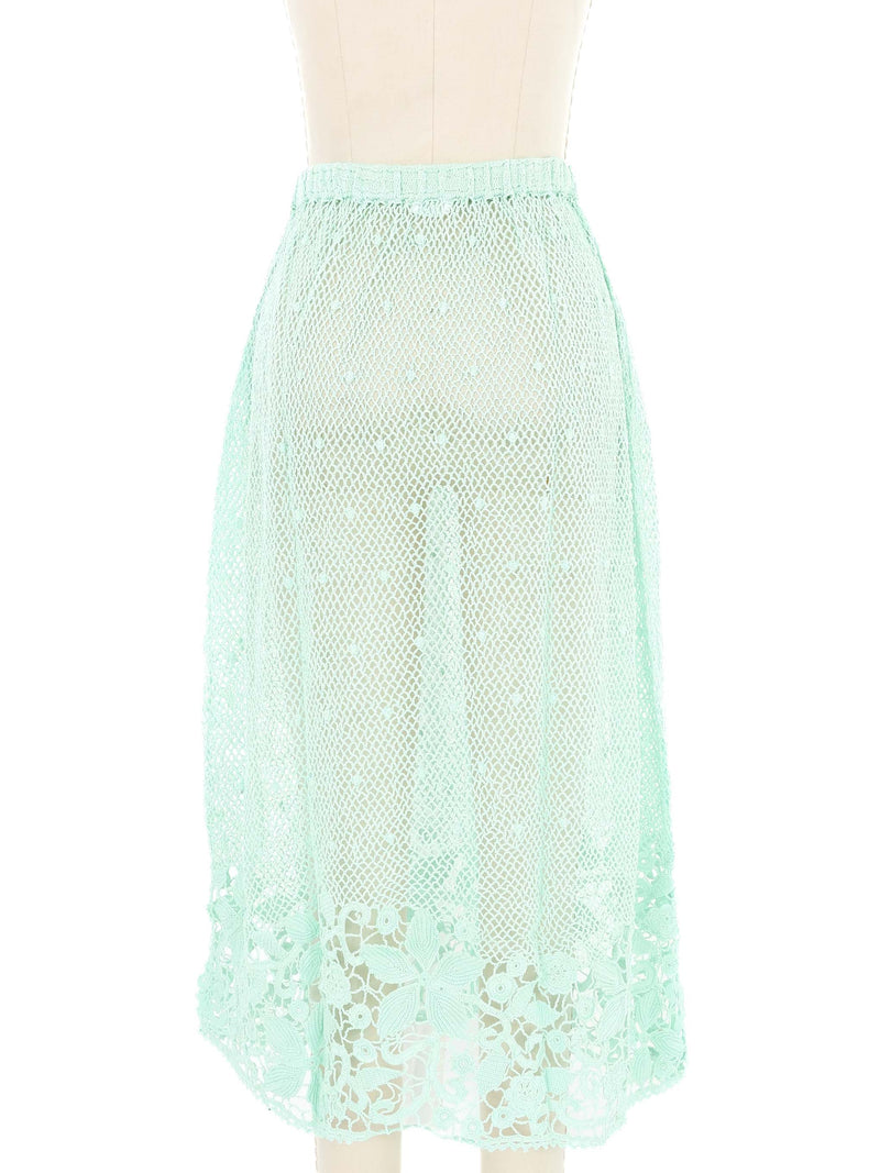 Mint Crochet Floral Trimmed Skirt Bottom arcadeshops.com