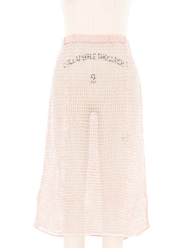 Peach Net Crochet Midi Skirt