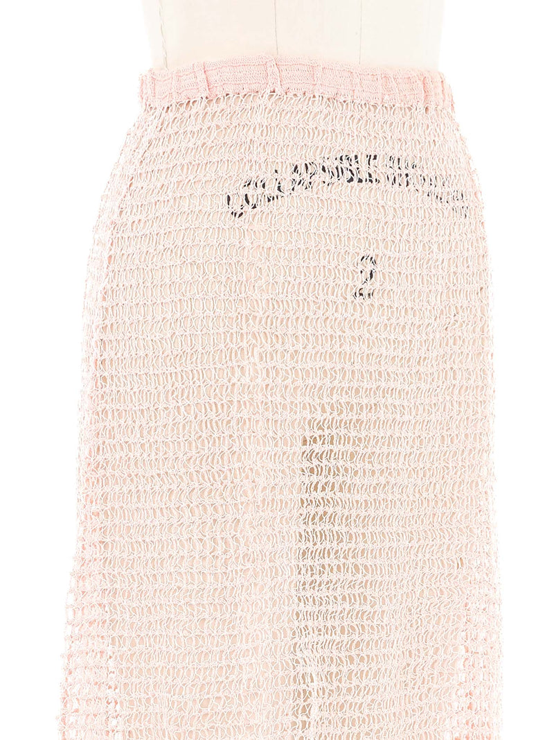 Peach Net Crochet Midi Skirt