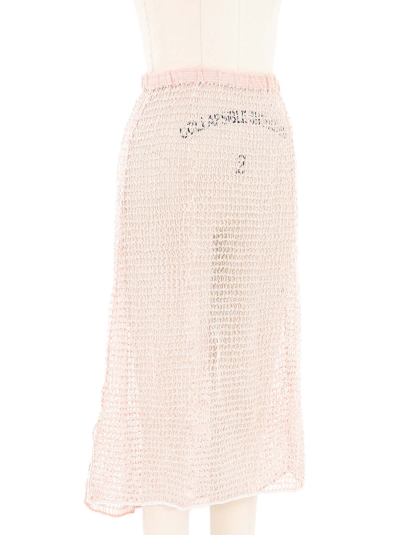 Peach Net Crochet Midi Skirt