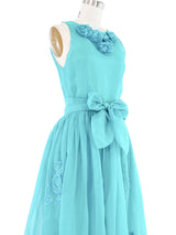 Lillie Rubin Turquoise Silk Floral Applique Gown Dress arcadeshops.com