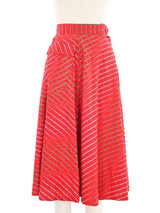 Windowpane Printed Red Skirt and Bralette Ensemble Suit arcadeshops.com
