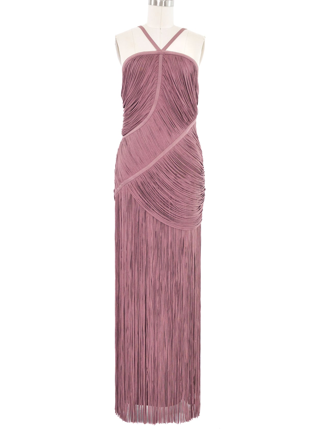 Herve Leger Mauve Fringe Maxi Dress