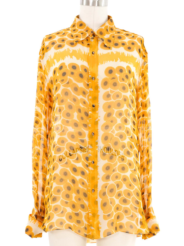 2007 Hermes Sheer Yellow Poppy Blouse Top arcadeshops.com