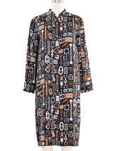 Hermes Buckle Print Silk Shirt Dress Dress arcadeshops.com
