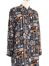 Hermes Buckle Print Silk Shirt Dress Dress arcadeshops.com