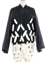 2013 Rick Owens Black Suede and White Padded Accent Jacket Jacket arcadeshops.com