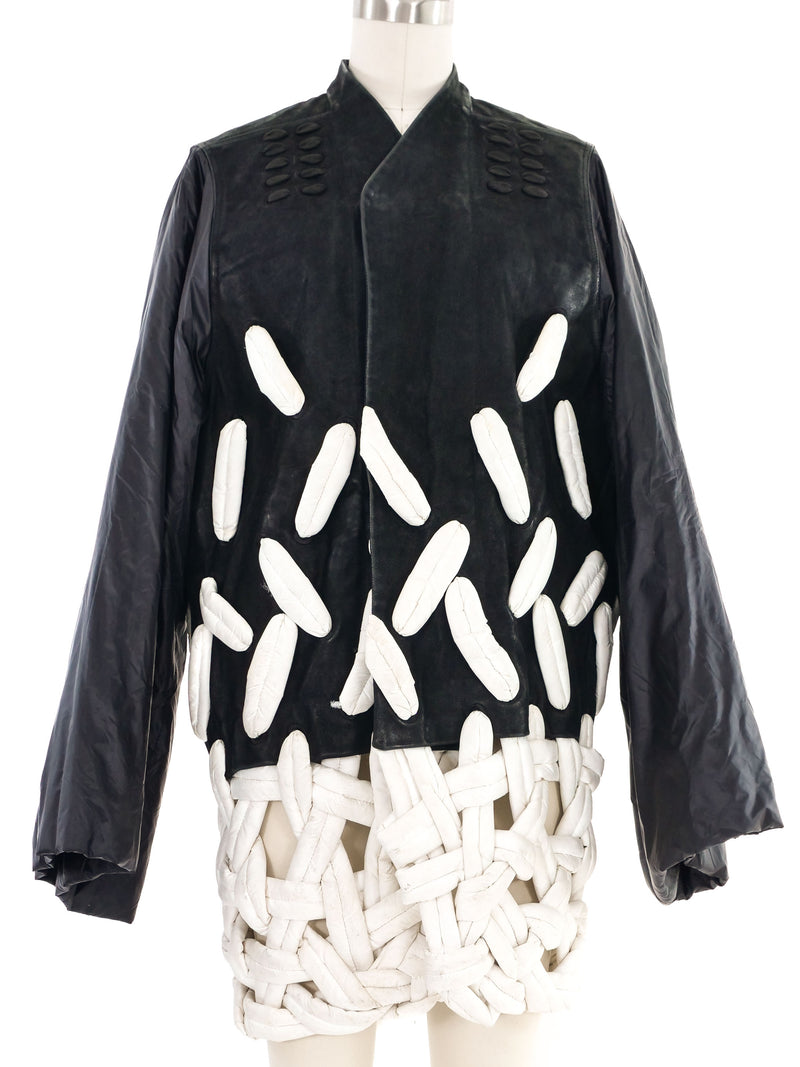 2013 Rick Owens Black Suede and White Padded Accent Jacket Jacket arcadeshops.com