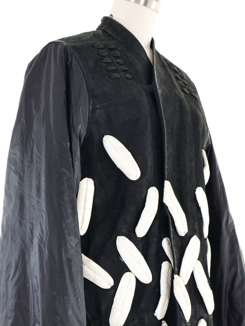 2013 Rick Owens Black Suede and White Padded Accent Jacket Jacket arcadeshops.com