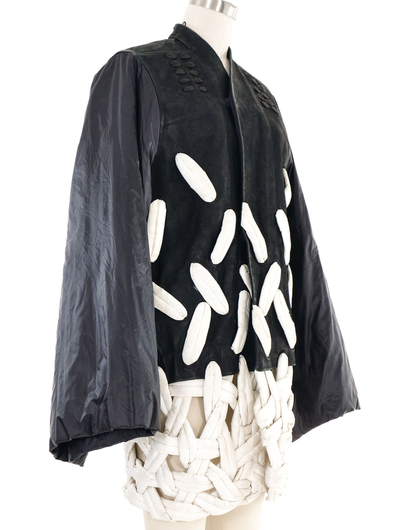 2013 Rick Owens Black Suede and White Padded Accent Jacket Jacket arcadeshops.com
