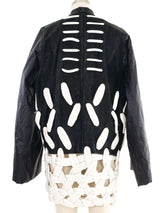2013 Rick Owens Black Suede and White Padded Accent Jacket Jacket arcadeshops.com