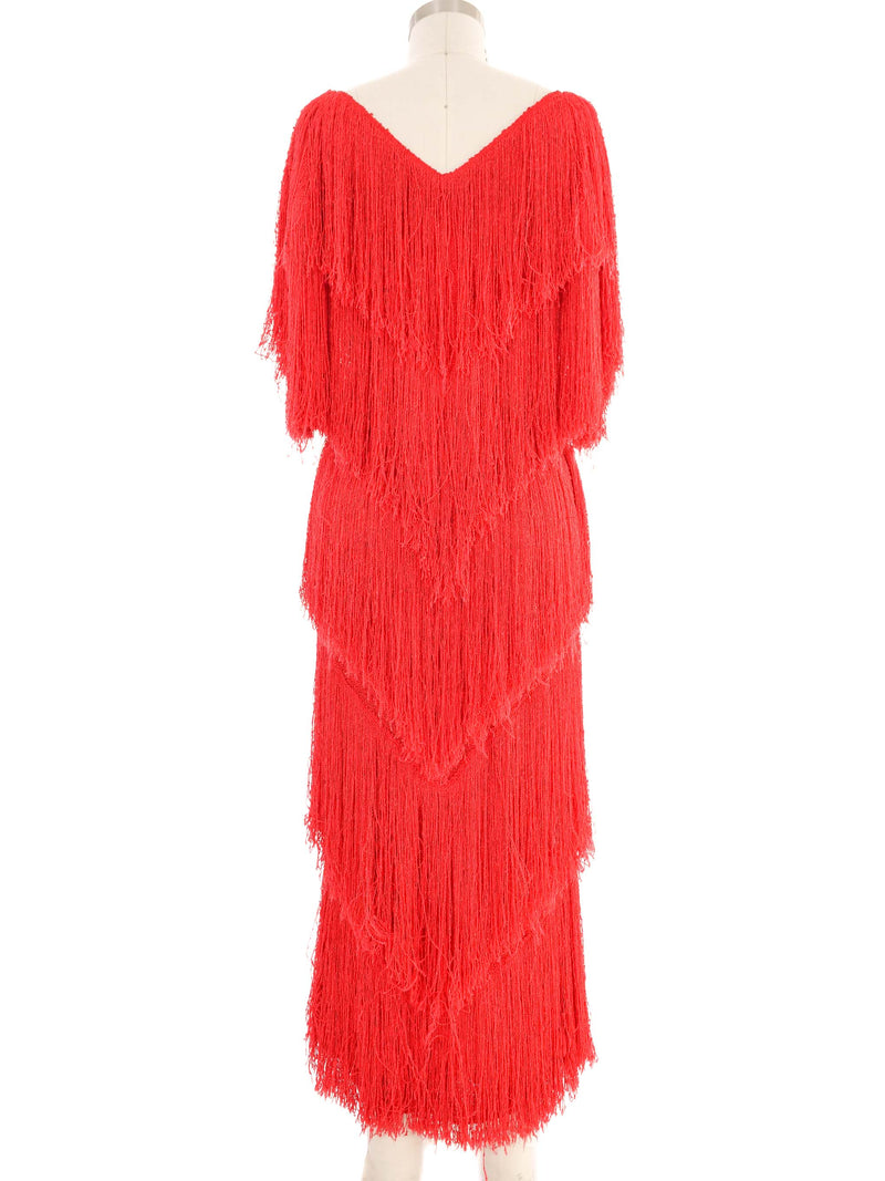 Red Yarn Fringe Knit Dress Dress arcadeshops.com