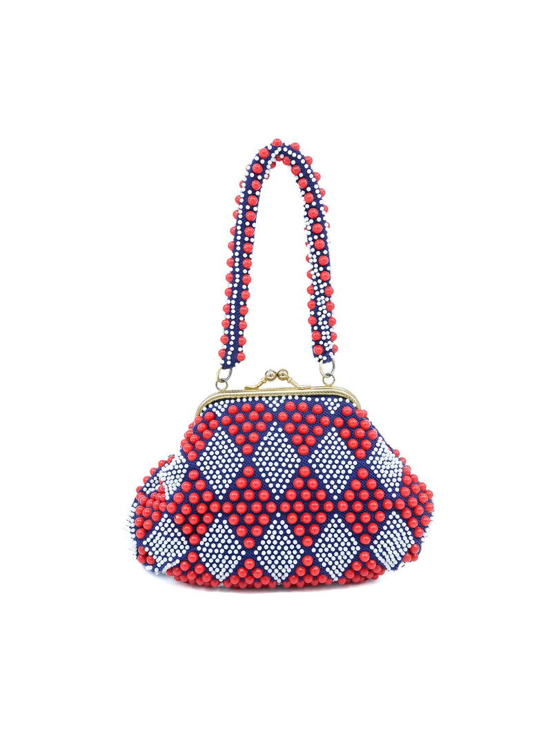 Navy And Red Beaded Handbag Accessory arcadeshops.com