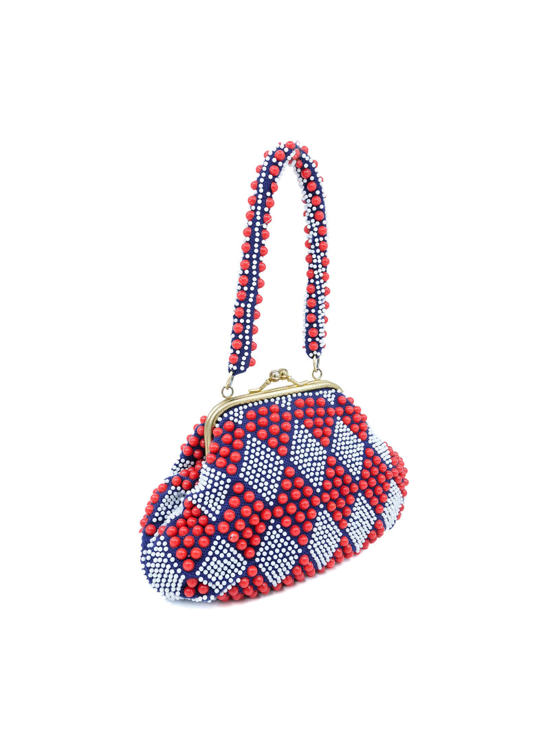 Navy And Red Beaded Handbag Accessory arcadeshops.com