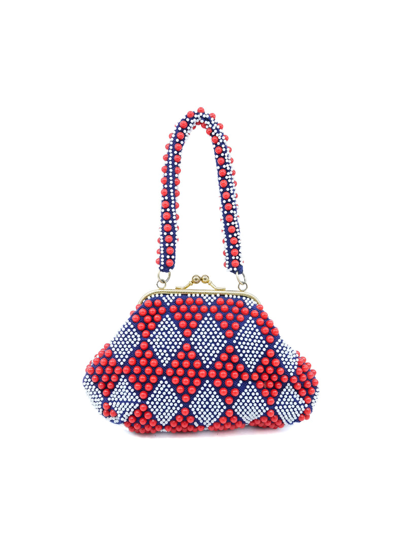 Navy And Red Beaded Handbag Accessory arcadeshops.com
