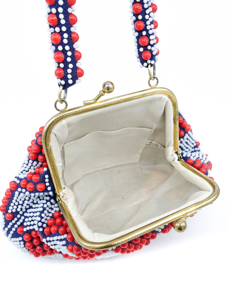 Navy And Red Beaded Handbag Accessory arcadeshops.com