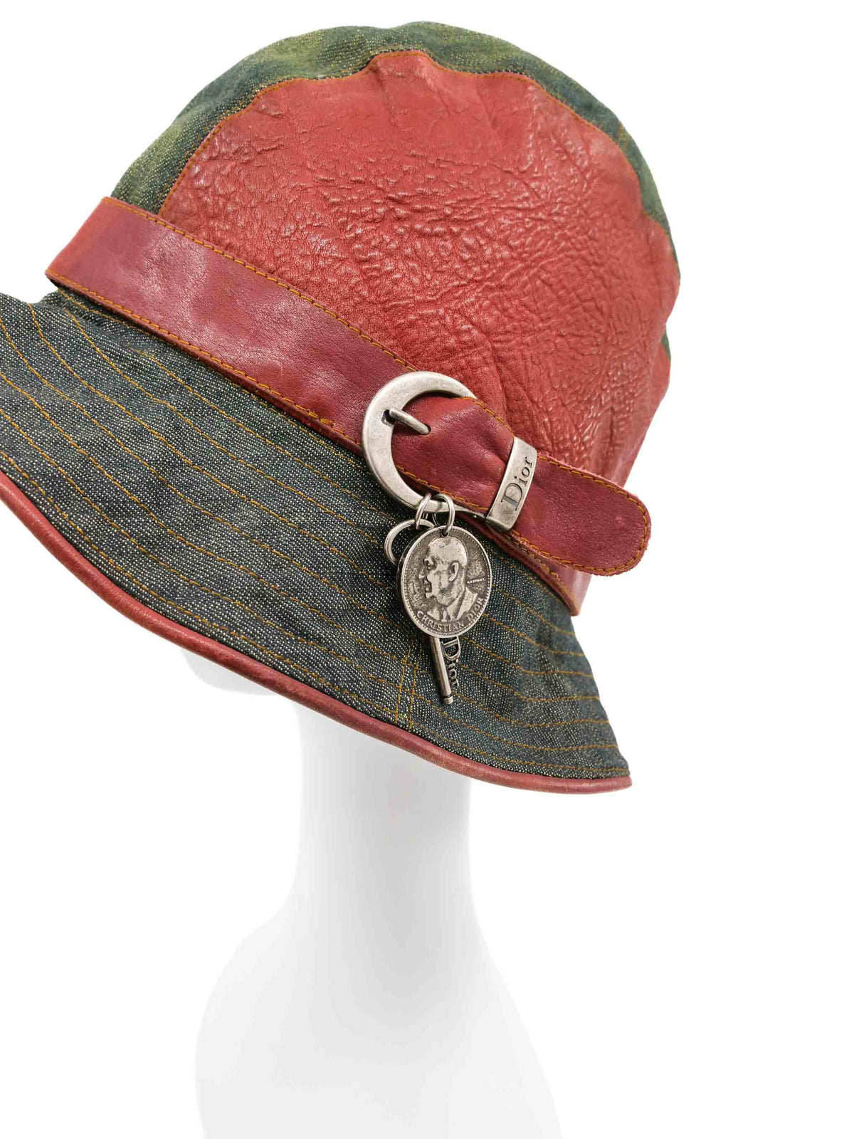 Christian Dior Denim Bucket Hat Christian Dior Denim and Leather Bucket Hat main image 2