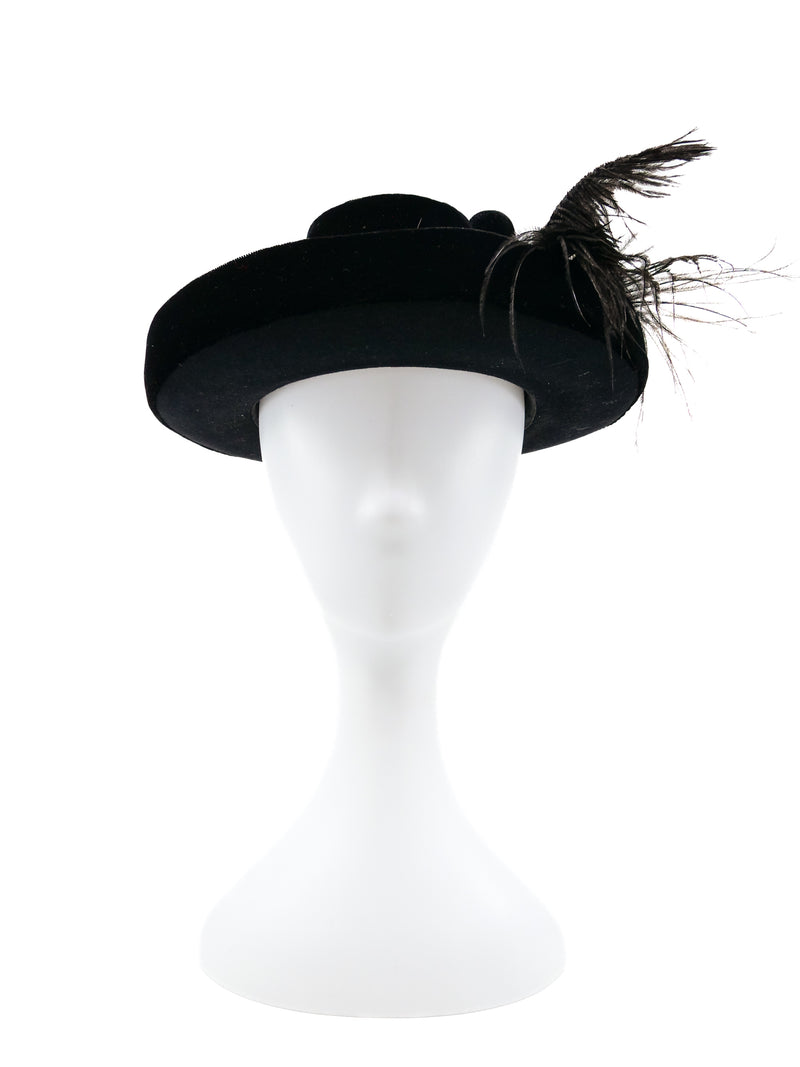Velvet Ostrich Feather Plume Hat Accessory arcadeshops.com