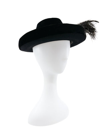 Velvet Ostrich Feather Plume Hat display picture 2